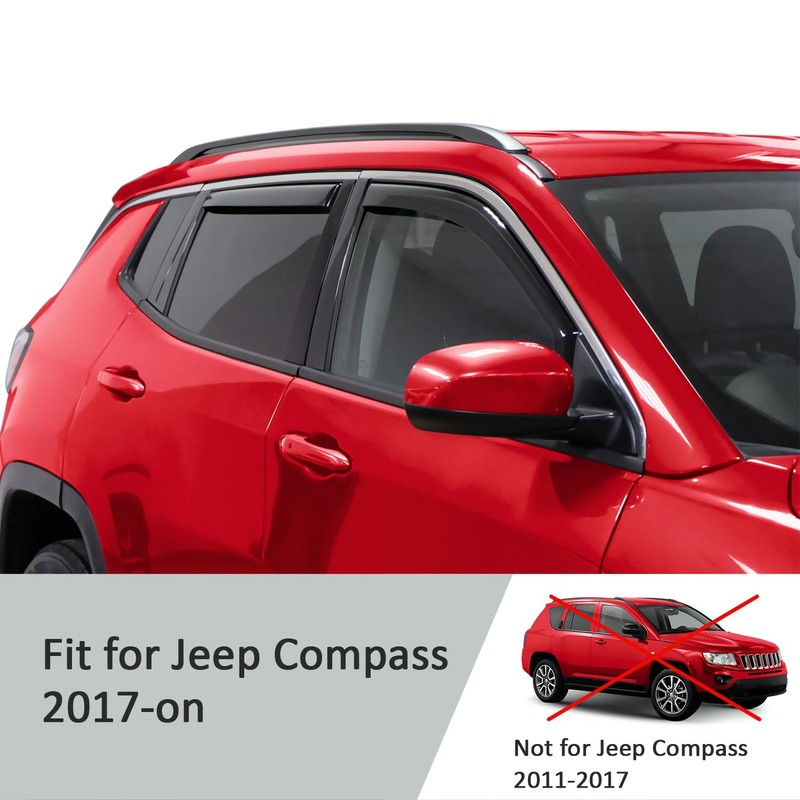 Voron Glass in-Channel Extra Durable Rain Guards for Jeep Compass