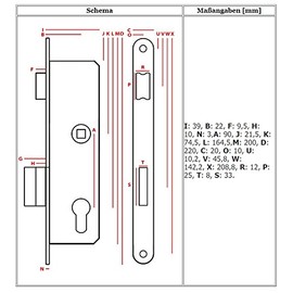 Z075 Door Mortise Lock PZ DIN Right / Left 90 / 22 mm