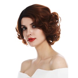 WIG ME UP - KAREN-MF-30AYS1B Women's Wig Lace Front Part Mono Short Curly Parting Ombre Black Copper Brown