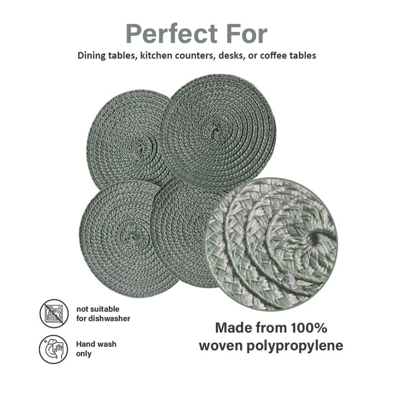 Round Woven Drink Coasters – Set of 4 – 12cm