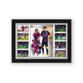 Barcelona Football Club 2024-25 FCB Team Merchandise Signed Poster Print - Limited Edition Autograph Football Fan Gift – Collectible Memorabilia, La Liga Season (Unframed A4 (30x21cm))