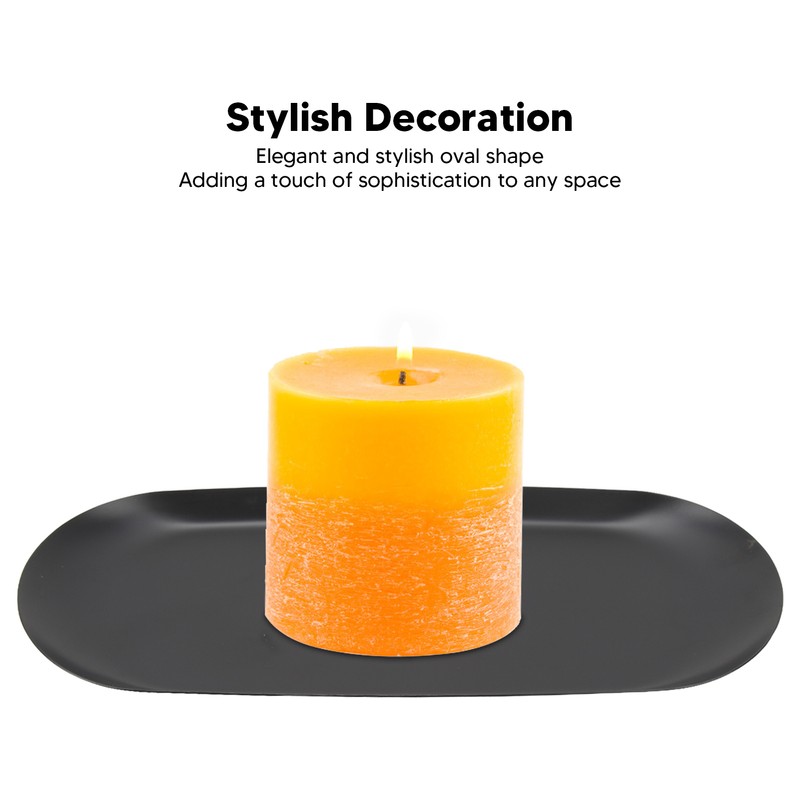 Candle Holder Tray with Wick Dipper Decorative Oval Shape Mattee