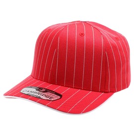 Pit Bull Premium Headwear 6-Panel Pinstripe Curved Visor Adjustable Snapback Hat Baseball Cap for Men & Women, Red/White 327RD
