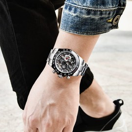 RollsTimi Pagani Design Men's Automatic Watches Diamond Rainbow Automatic Mechanical Waterproof Stainless Steel Chronograph Skeleton Men 40mm (QA1653 Silver Black)