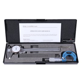 Accusize Industrial Tools 6 inch Dial Caliper, 0-1 inch Outside Micrometer and 6 inch Rule Machinist Case, 3600-1035
