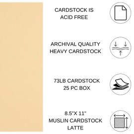 PA Paper Accents Textured Cardstock 8.5" x 11" Latte, 73lb Colored cardstock Paper for Card Making, Scrapbooking, Printing, Quilling and Crafts, 25 Piece Pack