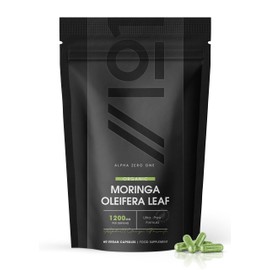 Organic Moringa 1200mg - 60 Vegan Capsules – Raw Moringa Oleifera Leaf - Rich in Vitamins, Antioxidants & Amino Acid – Resealable and Recyclable Pouch by Alpha01