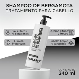 ISRANT | Shampoo Refrescante con Extracto de Bergamota | Completa tu Neceser de Viaje - Baño Accesorios | Limpieza Profunda y Cuidado para Cabello y Cuero Cabelludo | Aroma Cítrico 240ml