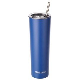 Ezprogear 34 oz Stainless Steel Slim Skinny Tumbler Vacuum Insulated Blue Sapphire Water Mug with Straw (34 oz, Sapphire)