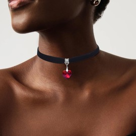 JAVARNV Red Heart Choker Necklaces for Women Valentines Day Necklace for Her Red Heart Necklace Valentines Day Gifts for Her Trendy Ribbon Heart Choker Necklace Pink Jewelry Stuff