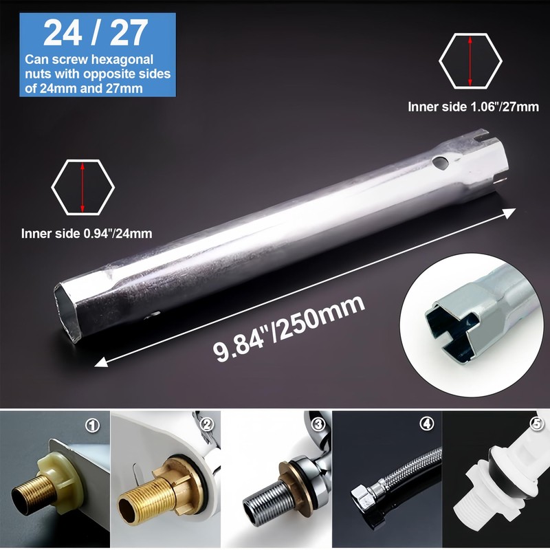 LEPEVNEY Metric Socket Wrench Pipe Torque Bar Socket Wrench 24mm-27mm