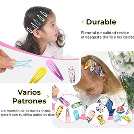 Pinzas de Cabello 100 Pinzas, Cucas Cabello Mujer Antideslizante, Broches Cabello Niña de Metal con Precioso Patrón Impreso de Frutas Animales, Pinzas para Peinar el Cabello Mujer Colors Caramelo