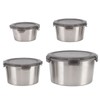 4Pcs Stainless Steel Preservation Box Large Capacity Round Food Storage