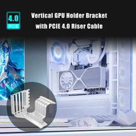 GLOTRENDS 3-Slot GPU Support Bracket with 150mm PCIe 4.0 Riser Cable for GPU Vertical Mount, Compatible with RTX 40/30 Series and Radeon RX7000/RX6000 Series, PC Cases with Open PCI 7/8-slot Design