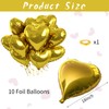 Foil Heart Balloons Gold, 10PCS Gold Heart Shape Balloons, 18