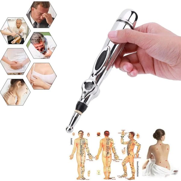 Acupuncture Pen 3-in-1 Electronic Acupuncture Pen for Pain Relief, Powerful Meridian Energy Pulse Massage Pen, Includes Massaging Gel