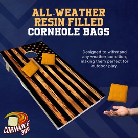 Cornhole365 All Weather Cornhole Bags - 6"x6" Premium Plastic Pellet Resin-Filled, Weather-Resistant, Solid Color Duck Cloth Cornhole Bean Bags - Professional Cornhole Bags Set of 4 (Storm Yellow)