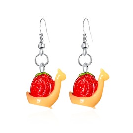 Aishgjia Animal Cute Earrings Weird Funny Bear Chicken Dog Frog Goose Panda Pig Sika Deer Snail Turtle Animals Dangle Earrings for Women Sweet Kawaii Style (Snail)