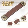 PATIKIL 4.4" Leather Drawer Pulls with Iron Sheet, 6 Pcs