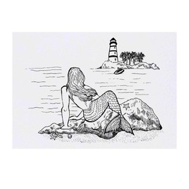 'Mermaid Lighthouse' Temporary Tattoo - Water Resistant, Skin-Safe, Non-Toxic Transfer (TO00020239)