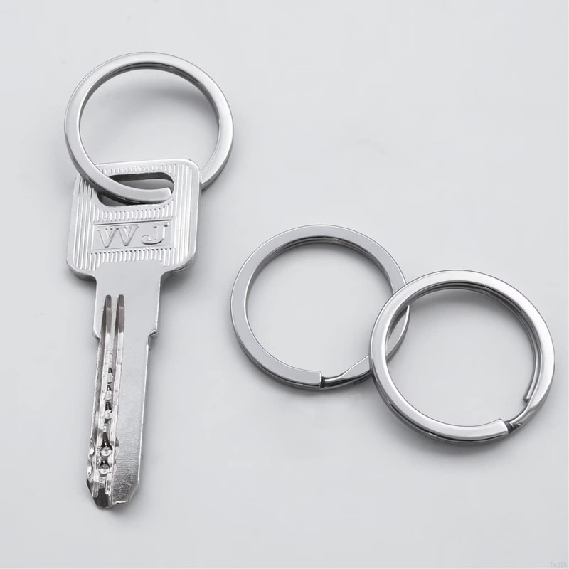 TITECOUGO 30mm KeyRings Keychain Stainless Steel Flat Split KeyRing Circular