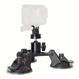 AIMALL Tri-Cup Car Suction Mount for Sports Camera, Gopro, and Action Cameras, 360° Adjustable Suction Cup with Super Strong Grip for Smooth Surfaces