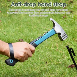 Camping Hammer Camping Mallet Tent Peg Stake Puller, Outdoor Multifunction High Carbon Steel Camping Hammer Hook Angle Design for Outdoor Camping Picnic Camping Tent or Hiking Backpacking (Blue)