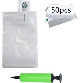 50pcs Clear Plastic Inflatable Bag with Free Pump Cushion（Random Color）, Air Packaging Bag Inflatable Packaging Air Inflatable Cushion Blocking Bag Inflatable Protector Bag 15x20cm/6x7.8inches
