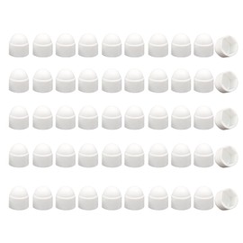 50 Pcs Hex Nut Cover, M6*10 * 14 White Bolt Dome Caps Covers, 10 mm Plastic Dome Bolt Nut Protection Caps Cover for Bolts, Hex Hexagon Screws