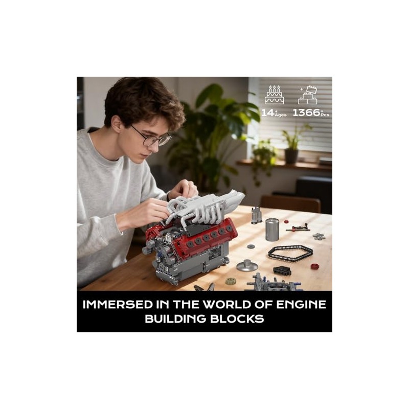 Mould King 10210 V12 Engine Model Kit that Works, Build