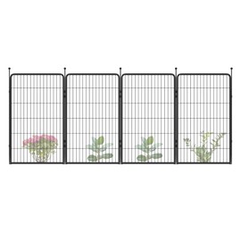 FXW Garden Fence, Decorative Dog Fence Outdoor for The Yard – Heavy Duty Metal Animal Barrier for Dog and Rabbit, Easy Setup, 45in(H) x 8.9ft(L), 4 Panels, Black