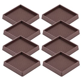VOCOMO 3X3 Caster Cups, Square Rubber Furniture Cups with Anti-Sliding Floor Grip, Non Skid Furniture Caster Cups Furniture Floor Protectors (Brown, 8 Pack)