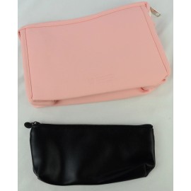 Make Up Travel Bag Make Up Pouch Pink Zipper Pouch Black Zipper Pouch - Set of 2