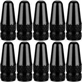 SAMIKIVA (10 Pack) Bike Presta Valve Stem Caps, Chrome Anodized Aluminum, Use On Presta French Valves, Dust caps for MTB Road Racing Bicycle, Rocket Style (Black (10 Pack))