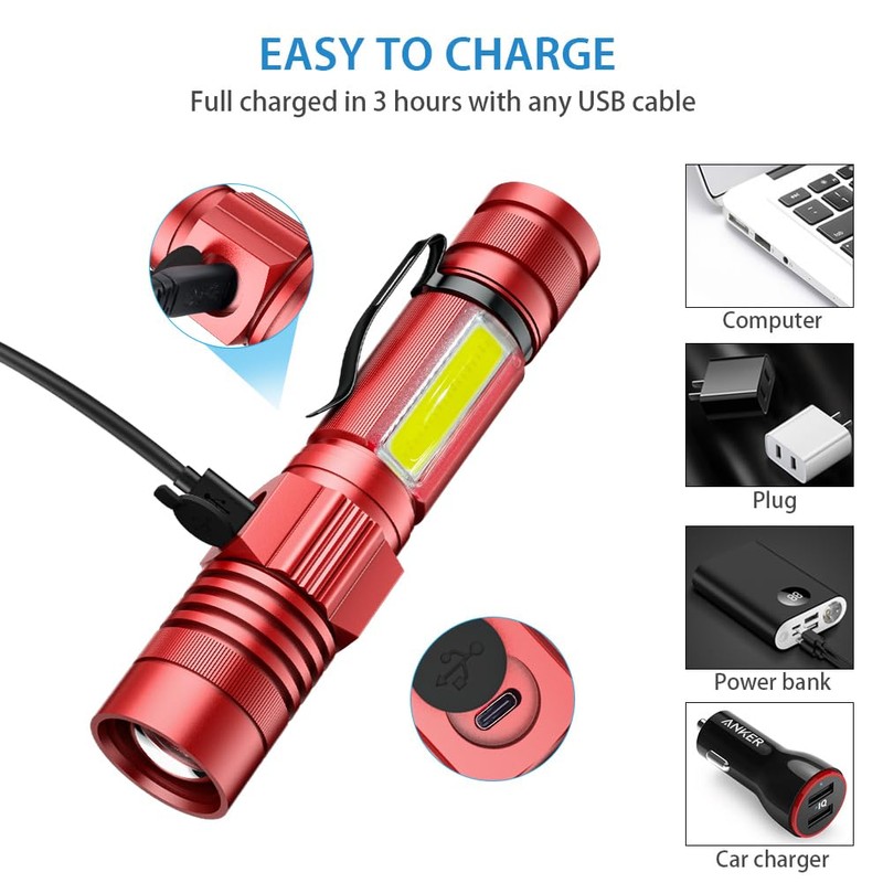Rechargeable LED Flashlights, Magnetic Flashlight Super Bright Tactical Flashlight with