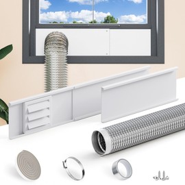 Powrocket Window Dryer Vent Kit with 10Ft Aluminum Foil Exhaust Hose,Dryer Vent Window Kit for 4inch Dryer Vent Hose,Adjustable Window Dryer Vent Seal Panels for Sliding Windows,Max Length 47inches