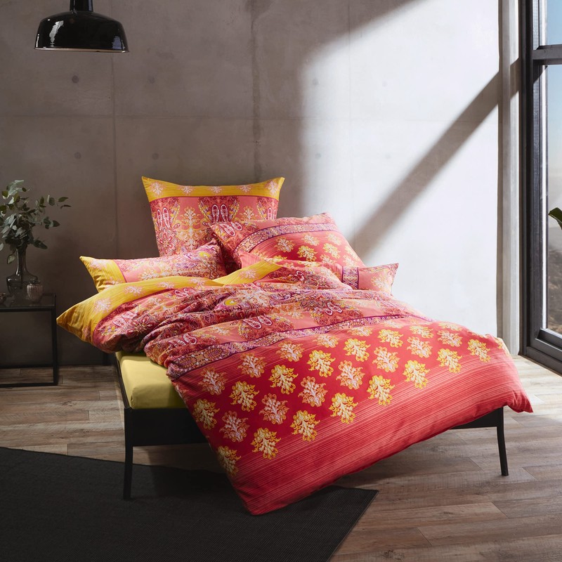 Erwin Müller Maco Satin Cushion Cover Coral Yellow Size 80