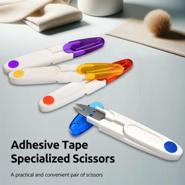 4PCS Compact 4 Inch U Shaped Portable Scissors with Protective Safety Cover for Yarn, Cross-Stitch, Thread, Sewing - Ideal for Craft, DIY, Stitch Trimming Snips.