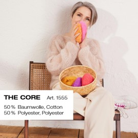 LANA GROSSA The Core | Sturdy, Wrapped Cotton Yarn - Ideal for Decorative Items & Bags | Hand Knitting Yarn Made of 50% Cotton & 50% Polyester | 100 g Wool for Knitting & Crocheting | 85 m Yarn FB8