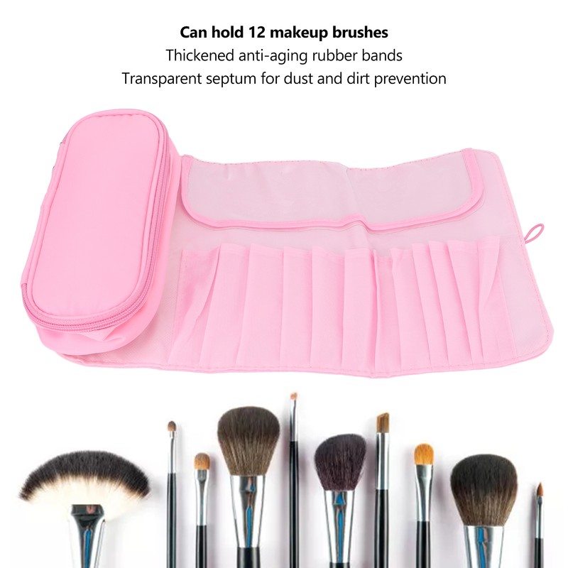 Cosmetic Bag Professional Makeup Brush Rolling Case Pink Cosmetics Make