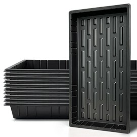 RooTrimmer Growing Trays, 1020 Plant Nursery Trays Heavy Duty Seed Starter Flat Seedling Tray for 72/128 Cell Plug Tray Transplant Growing Microgreens (21"×11", 10 Pack, 1.6" Deep, Without Holes)