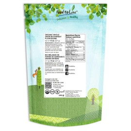 Food to Live Organic Whole Grain Buckwheat Flour Blend, 8 Ounces – A Custom Mix of Organic Buckwheat Flour and Organic Oat Flour, Non-GMO, Fine Meal, Vegan, Bulk. All Purpose Flour. Great for Baking