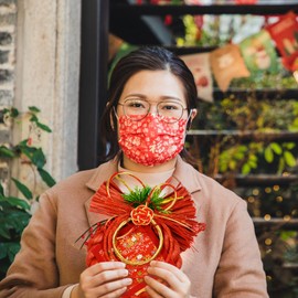 New Year's Decoration, Shimenawa, Entryway Decoration, Japanese Modern New Year's Decoration, Mizuhiki Decoration, Hatsuho Decoration, Wreath, Natural Material, Modern, Entryway, Shrine Altar, Kitchen, Stylish (Red-Gold Plum 7.1 inches (18 cm) Shimenawa)