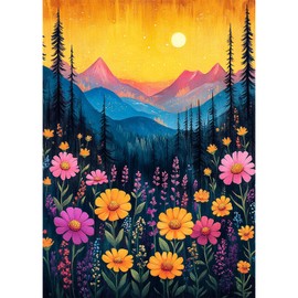 AIRDEA Full Drill Mountain Diamond Art Kits Adults, 5D DIY Flowers Diamond Painting Kit, Gem Arts and Crafts for Adults for Home Wall Decor 30x40 cm