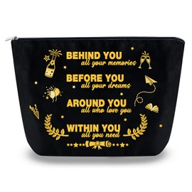 Sugchairo Class of 2025 Graduation Gifts for Her College Women Granddaughter Daughter Graduate Black Cosmetic Bag for Purse Travel Makeup Bag Birthday Gifts for Friends
