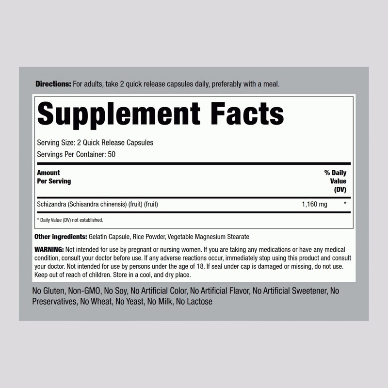 Piping Rock Schizandra Berry Fruit Capsules 1160mg | 100 Count