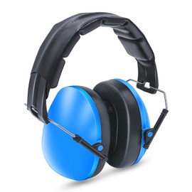 Lookka Ear Defenders Kids, Foldable Adjustable Hearing Protection Noise Cancelling Blue Ear Muffs for Children Baby (6 Months to 14 Years Old)