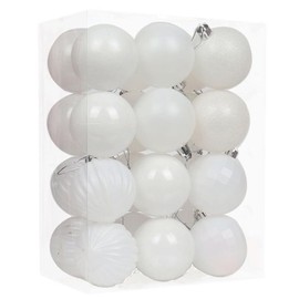 24 Pieces 60mm Christmas Balls Decoration Shatterproof Christmas Tree Baubles Glitter Christmas Hanging Ball for Holiday Wedding Party Decoration, White
