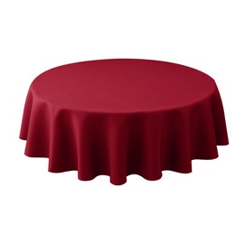 Biscaynebay Round Christmas Tablecloths 60" for Round Tables diameters from 28" to 48", Red Textured Fabric Water Resistant Folding Table Covers Washable for Dining, Kitchen, Wedding, Parties