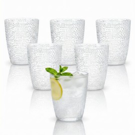 YINPIXUS Clear Acrylic Drinking Glasses Set of 6, Plastic Cups Reusable, Unbreakable Water Tumblers, Acrylic Glasses Drinkware for Juice Camping Home Picnic Party, 290 ML/10 OZ